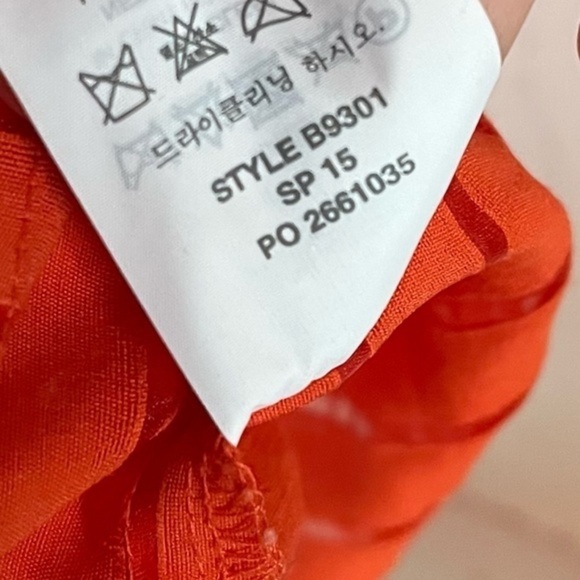 J. Crew • Red Orange Shadow Stripe Blouse - Picture 4 of 5